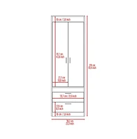 Depot E-Shop Portugal Armoire, Double Door Cabinet, Two Drawers, Metal Handles, Rod