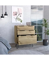 Begonia Light Dresser 35"H, 30"W, Three Drawers, Superior Top, Hairpin Legs