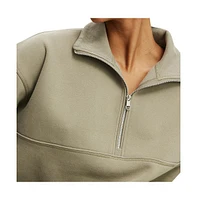 Cotton On Women's Plush Essential Half Zip Jumper