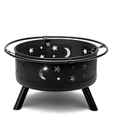 Slickblue 30-Inch Black Metal Fire Pit: Durable Outdoor Fire Bowl for Backyard & Patio