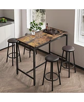 Slickblue 5-Piece Kitchen Counter Height Table Set with Bar Table and 4 Matching Stools