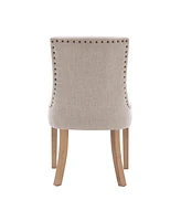 Slickblue Set of 2 Fabric Dining Chairs Leisure Padded Chairs with Rubber Wood Legs,Nailed Trim, Beige