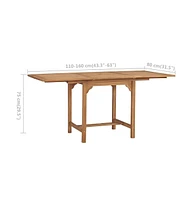 vidaXL Extending Patio Table (43.3"-63")x31.5"x29.5" Solid Teak Wood