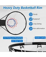 Sugift 15 Inch Basketball Rim Goal Replacement with All Weather Net and Mounting Hardware