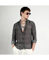 Campus Sutra Men's Charcoal Black Gauzy Heathered Shirt