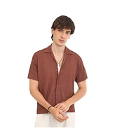 Campus Sutra Men's Chocolate Brown Micro Zig-Zag Shirt