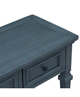 Slickblue Classic Retro Style Console Table with Three Top Drawers and Open Style Bottom Shelf, Easy Assembly