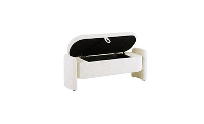 Slickblue Oval Storage Bench with 3D Lamb Fleece Fabric