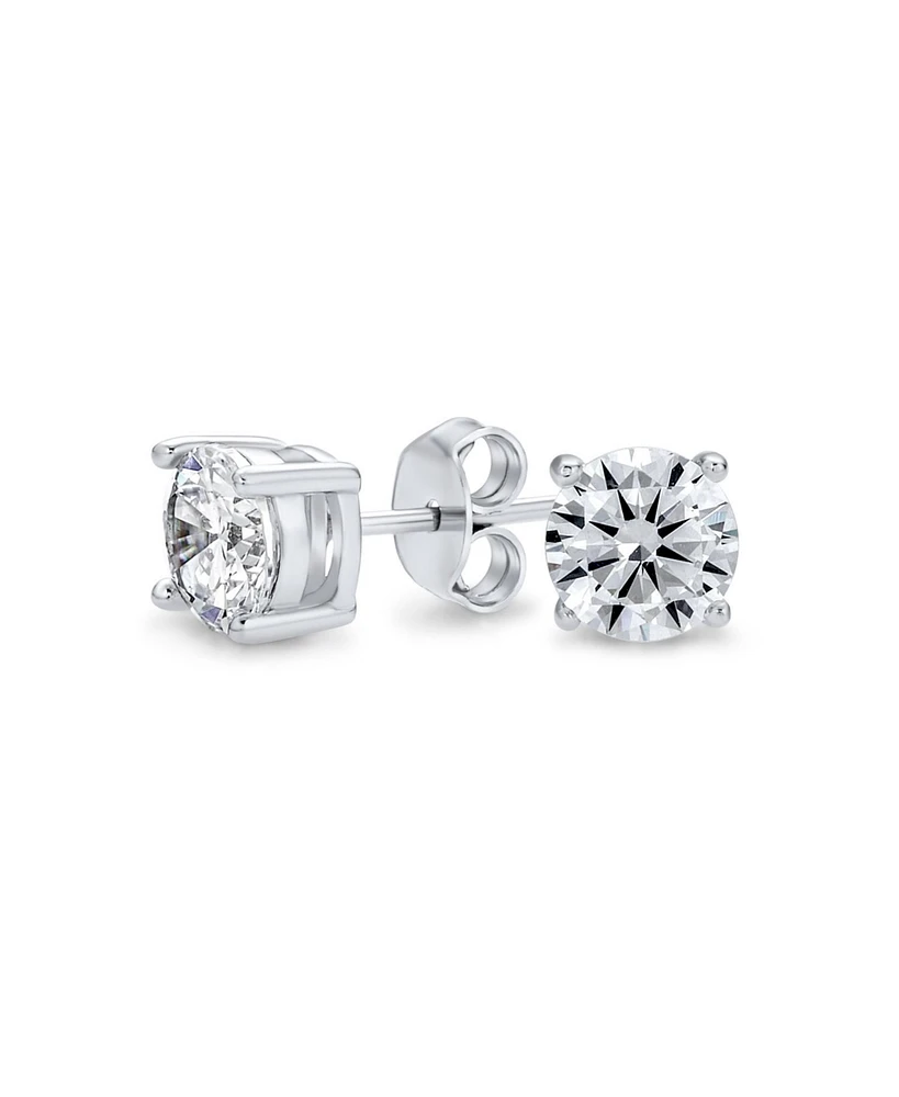 Bling Jewelry Round Solitaire Stud Earrings Unisex 4 Prong .925 Sterling Silver 6MM