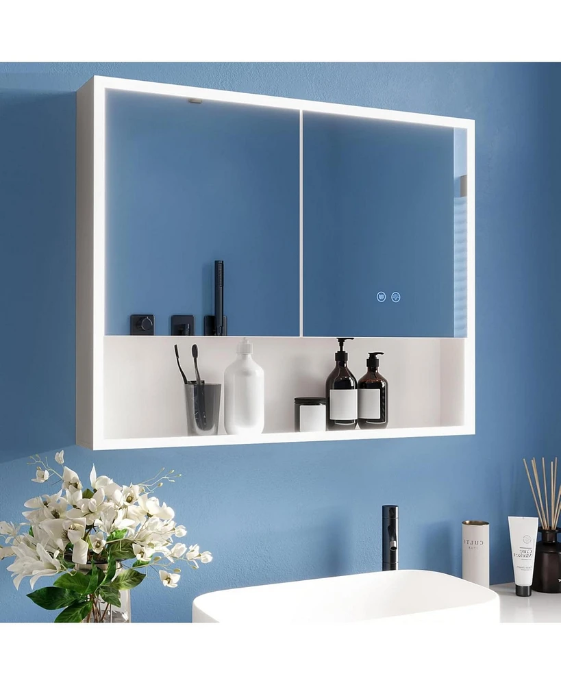 Lalahoo Medicine Cabinets for Bathroom,Medicine Cabinet Mirror,Recessed or Wall Mounted Medicine Cabinets,Lighted Medicine Cabinet,Dimmer and Anti-Fog