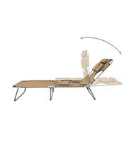 vidaXL Foldable Sunlounger with Head Cushion Adjustable Backrest Taupe