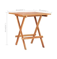 vidaXL Folding Bistro Table 23.6"x23.6"x25.6" Solid Teak Wood