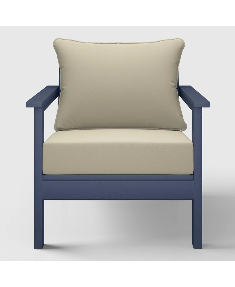 WestinTrends Outdoor Modern Hdpe Patio Navy Blue Club Chair with Deep Seat Cushions