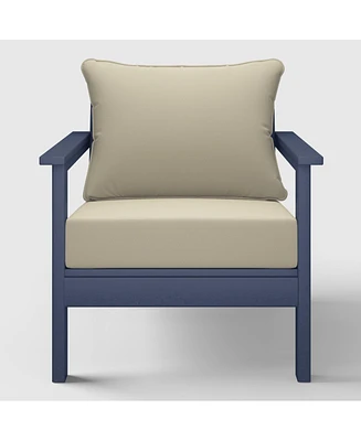 WestinTrends Outdoor Modern Hdpe Patio Navy Blue Club Chair with Deep Seat Cushions