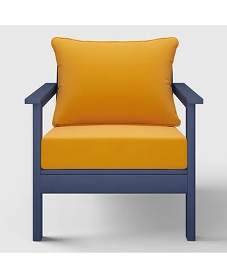 WestinTrends Outdoor Modern Hdpe Patio Navy Blue Club Chair with Deep Seat Cushions