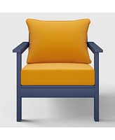 WestinTrends Outdoor Modern Hdpe Patio Navy Blue Club Chair with Deep Seat Cushions