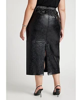 Eloquii Plus Size Faux Patent Leather Skirt With Zipper Detail