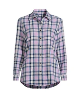 Lands' End Petite Flannel Boyfriend Fit Long Sleeve Shirt