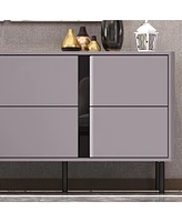 Homsee Gray Wood Tv Stand Media Console Table Storage Cabinet