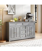 Homsee Gray Wooden Accent Storage Cabinet with Multi-Function