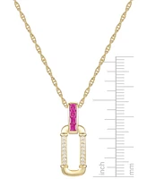 Ruby (1/3 ct. t.w.) & Diamond (1/20 ct. t.w.) Oval 18" Pendant Necklace in 14k Gold-Plated Sterling Silver (Also available in Sapphire & Emerald)