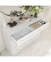 Homsee 12-Drawer Storage Organizer with Rotatable Table, Crystal Handles