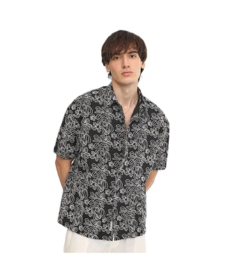 Campus Sutra Men's Basket-Weave Shirt