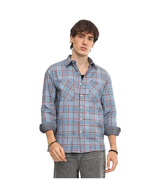 Men's Cornflower Blue Tartan Plaid Shirt