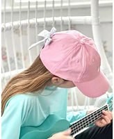 Bits & Bows Girls Rainbow Sparkle Bow Baseball Hat Pink