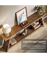 Tribesigns 70.9 Inches Extra Long Sofa Table Behind Couch, Industrial Entry Console Table with Storage for Hallway, Entryway, Living Room, Rustic Brow