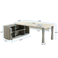 Tribesigns 71-Inch Executive Desk, L-Shaped Desk with Cabinet, Large Office Storage Shelves, Writing Table Business Furniture Set for H