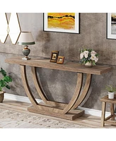 Tribesigns 63-Inch Wood Console Table with Geometric Base, 2