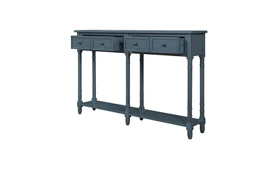 Slickblue Console Table Sofa Easy Assembly with Two Storage Drawers and Bottom Shelf for Living Room, Entryway