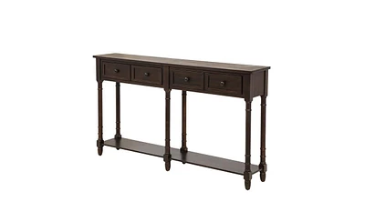 Slickblue Console Table Sofa Easy Assembly with Two Storage Drawers and Bottom Shelf for Living Room, Entryway