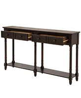 Slickblue Console Table Sofa Easy Assembly with Two Storage Drawers and Bottom Shelf for Living Room, Entryway