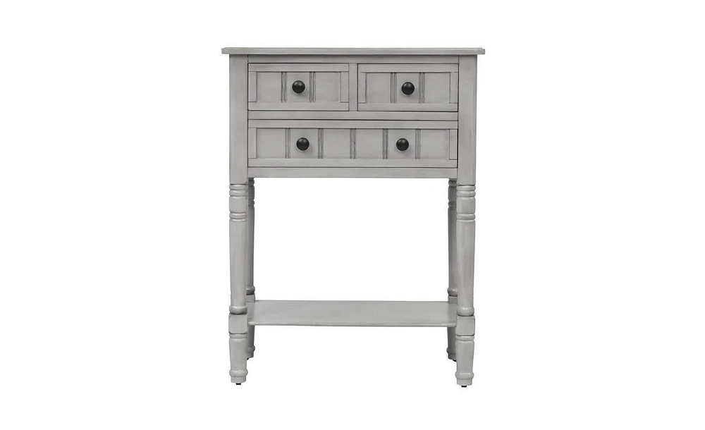 Slickblue Narrow Console Table, Slim Sofa Table with Three Storage Drawers and Bottom Shelf for Living Room, Easy Assembly