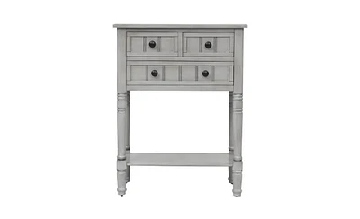 Slickblue Narrow Console Table, Slim Sofa Table with Three Storage Drawers and Bottom Shelf for Living Room, Easy Assembly