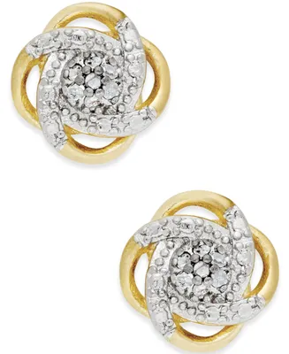 Diamond Love Knot Stud Earrings Sterling Silver or 18k Gold-Plated (1/10 ct. t.w.)