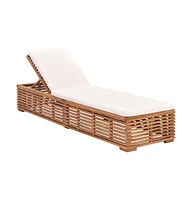 vidaXL Sun Lounger with Cream Cushion Solid Teak Wood