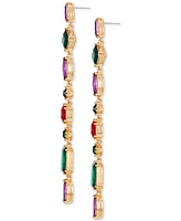 Guess Multicolor Crystal & Stone Linear Drop Earrings