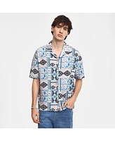 Campus Sutra Men's Abstract Seersucker Shirt