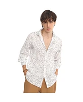 Campus Sutra Men's Chalk White Veined-Pleated Shirt