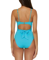 Becca Women's Garden Of Eden 3D Flower Tie-Trim One-Piece Swimsuit