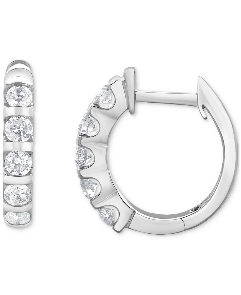 Diamond Huggie Hoop Earrings (1/2 ct. t.w.) in 10k White Gold