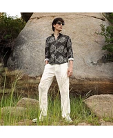 Campus Sutra Men's Charcoal Black Floral Block Shirt