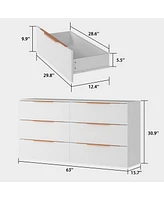 Homsee 6-Drawers White Paint Dresser Vanity Cabinet Organizer