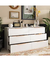 Homsee 6-Drawers White Paint Dresser Vanity Cabinet Organizer