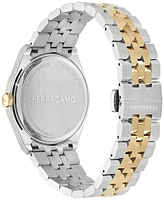 Ferragamo Men's Swiss Vega Diamond (1/6 ct. t.w.) Two-Tone Stainless Steel Bracelet Watch 40mm