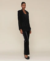 Avec Les Filles Women's Lace Long-Sleeve Tuxedo Jacket