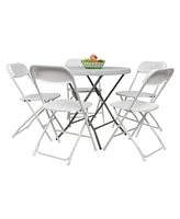 Slickblue 6pcs Injection Molding Classic Garden Plastic Folding Chair White